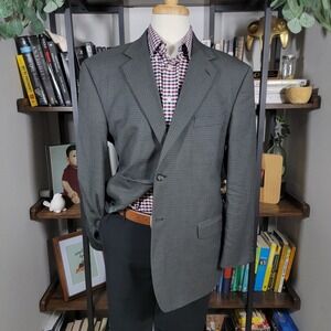 Stafford Men's Sport Coat Blazer Two Button Multi Color Houndstooth Wool 46R